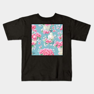 Flowers on duck egg Kids T-Shirt